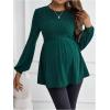 imageMakeMeChic Womens Maternity Tee Shirt Crew Neck Rib Knitted Long Sleeve Peplum TopsDark Green