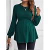 imageMakeMeChic Womens Maternity Tee Shirt Crew Neck Rib Knitted Long Sleeve Peplum TopsDark Green