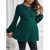 imageMakeMeChic Womens Maternity Tee Shirt Crew Neck Rib Knitted Long Sleeve Peplum TopsDark Green