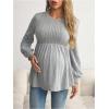 imageMakeMeChic Womens Maternity Tee Shirt Crew Neck Rib Knitted Long Sleeve Peplum TopsLight Grey