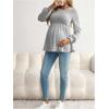 imageMakeMeChic Womens Maternity Tee Shirt Crew Neck Rib Knitted Long Sleeve Peplum TopsLight Grey