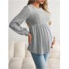 imageMakeMeChic Womens Maternity Tee Shirt Crew Neck Rib Knitted Long Sleeve Peplum TopsLight Grey