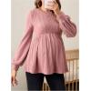 imageMakeMeChic Womens Maternity Tee Shirt Crew Neck Rib Knitted Long Sleeve Peplum TopsPink