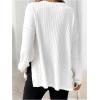 imageMakeMeChic Womens Maternity Tee Shirt Long Sleeve Round Neck Split Hem Rib Knitted Pregnancy TopsWhite