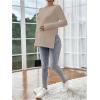 imageMakeMeChic Womens Maternity Tee Shirt Long Sleeve Slit Hem Round Neck Casual Pregnancy TopsApricot