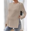 imageMakeMeChic Womens Maternity Tee Shirt Long Sleeve Slit Hem Round Neck Casual Pregnancy TopsApricot