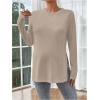 imageMakeMeChic Womens Maternity Tee Shirt Long Sleeve Slit Hem Round Neck Casual Pregnancy TopsApricot