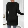 imageMakeMeChic Womens Maternity Tee Shirt Long Sleeve Slit Hem Round Neck Casual Pregnancy TopsBlack