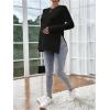 imageMakeMeChic Womens Maternity Tee Shirt Long Sleeve Slit Hem Round Neck Casual Pregnancy TopsBlack