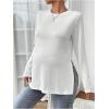 imageMakeMeChic Womens Maternity Tee Shirt Long Sleeve Slit Hem Round Neck Casual Pregnancy TopsWhite