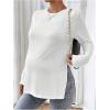 imageMakeMeChic Womens Maternity Tee Shirt Long Sleeve Slit Hem Round Neck Casual Pregnancy TopsWhite