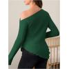 imageMakeMeChic Womens Maternity Tops One Shoulder Ruched Asymmetrical Lettuce Trim Pregnancy Rib Knit Tee ShirtDark Green