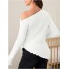 imageMakeMeChic Womens Maternity Tops One Shoulder Ruched Asymmetrical Lettuce Trim Pregnancy Rib Knit Tee ShirtWhite