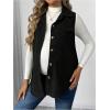 imageMakeMeChic Womens Maternity Vest Jacket Corduroy Sleeveless Button Down Jackets BlazerBlack
