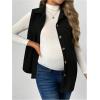 imageMakeMeChic Womens Maternity Vest Jacket Corduroy Sleeveless Button Down Jackets BlazerBlack