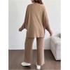 imageMakeMeChic Womens Two Piece Sets Crew Neck Dolman Sleeve Tie Front Tops and Pants Pregnancy OutfitKhaki