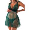 imageMakeMeChic Womens Maternity 2 Piece Heart Deep V Neck Mesh Babydoll Nightgown Lingerie Set with ThongDark Green