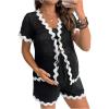 imageMakeMeChic Womens Maternity 2 Piece Outfits Summer V Neck Short Sleeve Tee Top and Shorts SetBlack