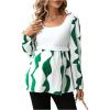 imageMakeMeChic Womens Maternity Blouse Graphic Print Lantern Sleeve Scoop Neck Pregnancy TopsGreen