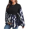 imageMakeMeChic Womens Maternity Blouse Graphic Print Long Sleeve Round Neck Shirts Peplum TopsRoyal Blue