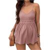 imageMakeMeChic Womens Maternity Cami Top Lace Eyelet Embroidery V Neck Ruffle Pregnancy Tank TopsDusty Pink