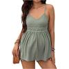 imageMakeMeChic Womens Maternity Cami Top Lace Eyelet Embroidery V Neck Ruffle Pregnancy Tank TopsGreen