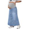 imageMakeMeChic Womens Maternity Jean Denim Maxi Skirt Pregnancy High Waisted A Line Adjustable Waist Long SkirtsMulticolor