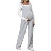 imageMakeMeChic Womens Maternity Jumpsuits Sleeveless Rib Knitted Straight Leg Overalls RomperGrey