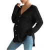 imageMakeMeChic Womens Maternity Long Sleeve Shirt Knit Nursing Tee Tops Button Down ShirtBlack