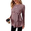 imageMakeMeChic Womens Maternity Shirts Casual Long Sleeve Tie Front Ribbed Knit Pregnancy Tee TopBurgundy