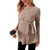 imageMakeMeChic Womens Maternity Shirts Casual Long Sleeve Tie Front Ribbed Knit Pregnancy Tee TopMocha Brown