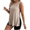 imageMakeMeChic Womens Maternity Shirts Rib Knitted Crew Neck Split Side Sleeveless Pregnancy Tank TopsApricot