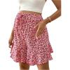 imageMakeMeChic Womens Maternity Shorts Ditsy Floral Tie Front Adjustable Waist Pregnancy ShortsRed