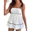 imageMakeMeChic Womens Maternity Summer Clothes Tank Tops Tie Shoulder Square Neck Ruffle Shirred Pregnancy ShirtWhite
