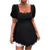 imageMakeMeChic Womens Maternity T Shirts Scallop Square Neck Puff Sleeve Casual Pregnancy TopsBlack