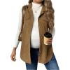 imageMakeMeChic Womens Maternity Vest Jacket Corduroy Sleeveless Button Down Jackets BlazerKhaki