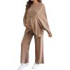 imageMakeMeChic Womens Two Piece Sets Crew Neck Dolman Sleeve Tie Front Tops and Pants Pregnancy OutfitKhaki