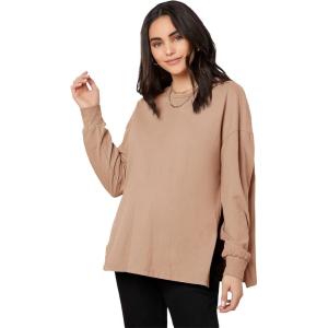 imageMakeMeChic Womens Maternity TShirt Long Sleeve Split Side Pregnancy Tee TopsKhaki