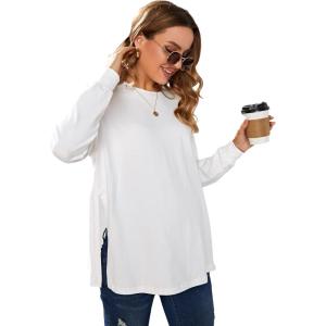 imageMakeMeChic Womens Maternity TShirt Long Sleeve Split Side Pregnancy Tee TopsWhite