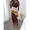 imageMakeMeChic Womens Maternity Dress Tie Dye Mesh Ruched Long Sleeve Bodycon Maxi Fall DressesCoffee