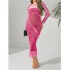 imageMakeMeChic Womens Maternity Dress Tie Dye Mesh Ruched Long Sleeve Bodycon Maxi Fall DressesPink