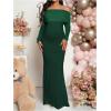 imageMakeMeChic Womens Maternity Dresses Off The Shoulder Ruched Long Sleeve Pregnancy Maxi DressesDark Green