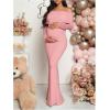 imageMakeMeChic Womens Maternity Dresses Off The Shoulder Ruched Long Sleeve Pregnancy Maxi DressesPink