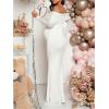imageMakeMeChic Womens Maternity Dresses Off The Shoulder Ruched Long Sleeve Pregnancy Maxi DressesWhite