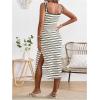 imageMakeMeChic Womens Maternity Tank Dress Striped Sleeveless Split Pregnancy Midi DressesApricot