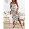 imageMakeMeChic Womens Maternity Tank Dress Striped Sleeveless Split Pregnancy Midi DressesApricot