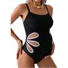 imageMakeMeChic Womens Maternity One Piece Swimsuit Scoop Neck Cut Out Spaghetti Strap SwimwearBlack and White