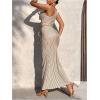 imageMakeMeChic Womens 2 Piece Summer Outfit Striped One Shoulder Crop Tops and Drawstring Maxi Skirt SetApricot