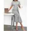imageMakeMeChic Womens Summer Striped Button Down Shirt Dress Short Sleeve Midi DressesBlack and White