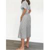 imageMakeMeChic Womens Summer Striped Button Down Shirt Dress Short Sleeve Midi DressesBlack and White